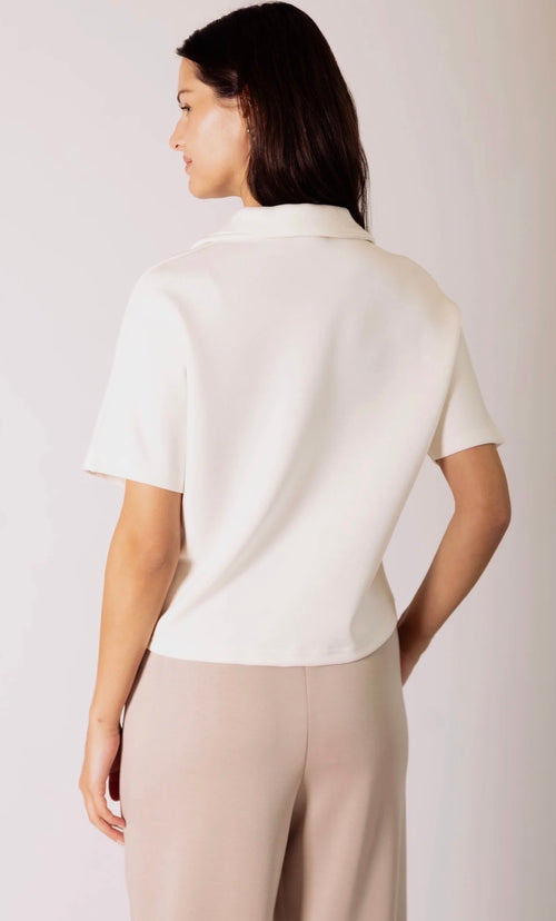 Butter Short Sleeve Quarter Zip Top – Ivory