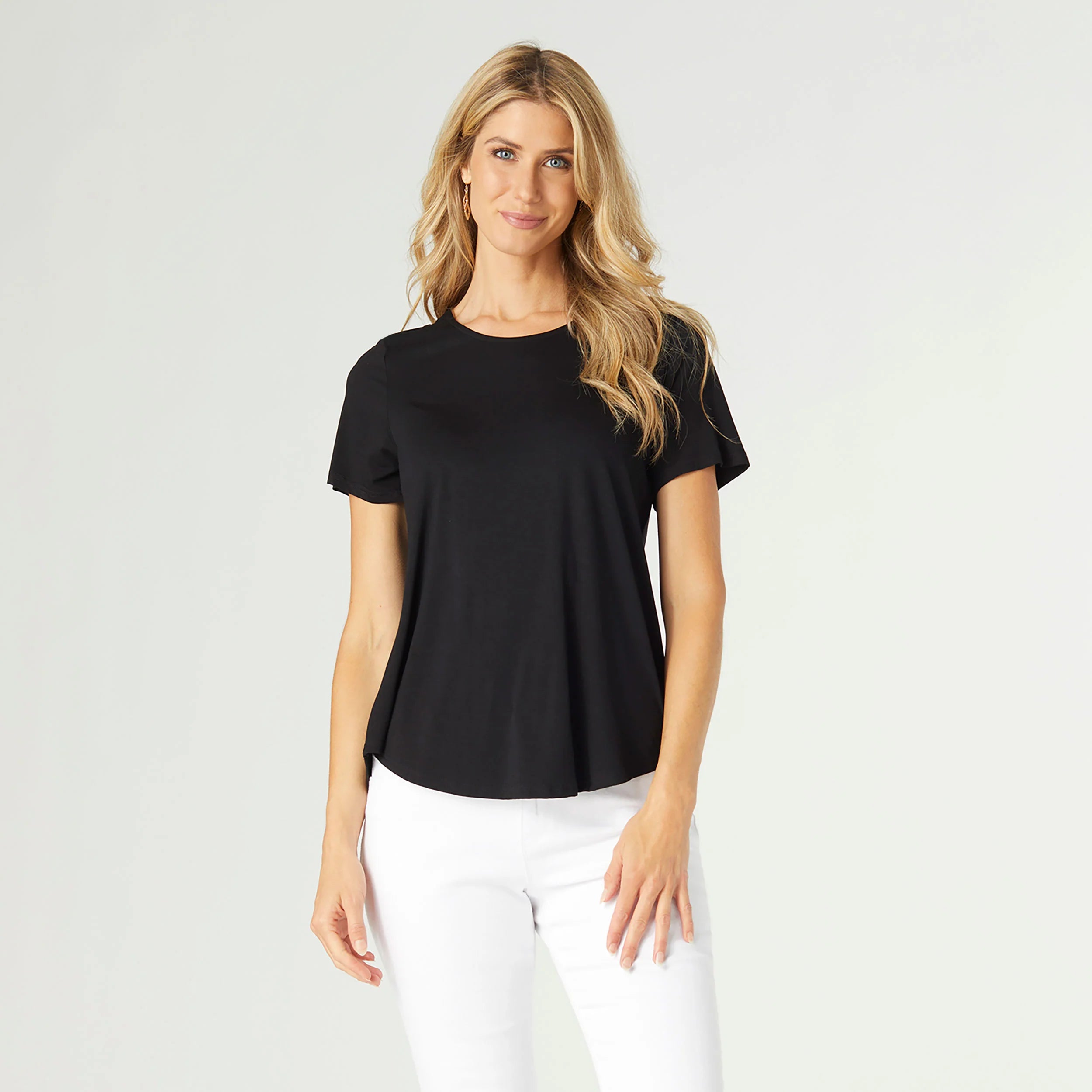 Coco Pleat Back Tee in Black