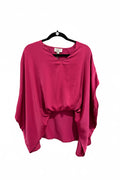 Magenta Rose Satin V-Neck Flowy Top