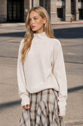 Cream Mock Neck Pullover Sweater