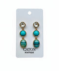 Turquoise Layered Triple Stone Drop Earrings
