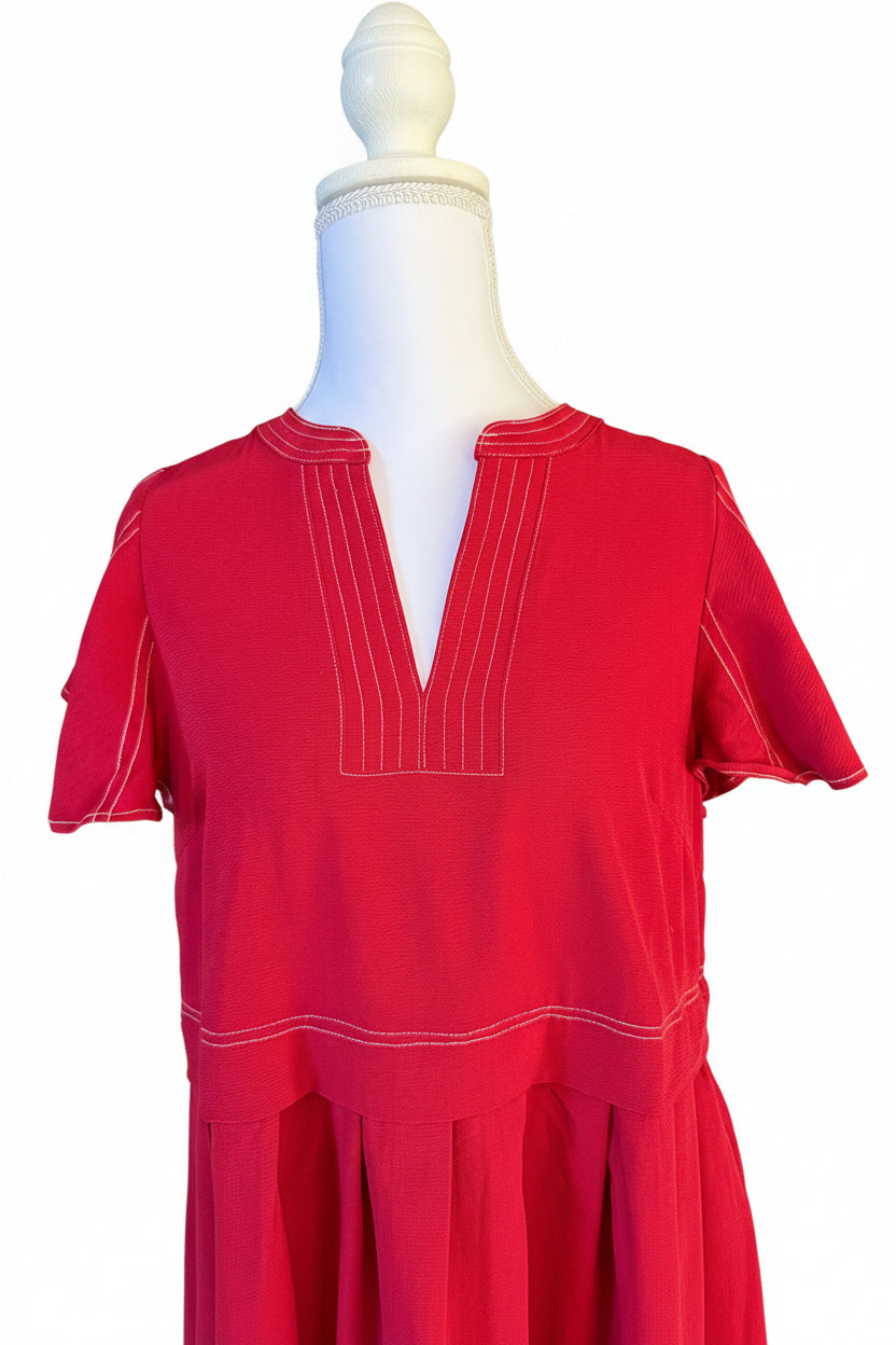 Chili Red Flutter Sleeve Mini Dress