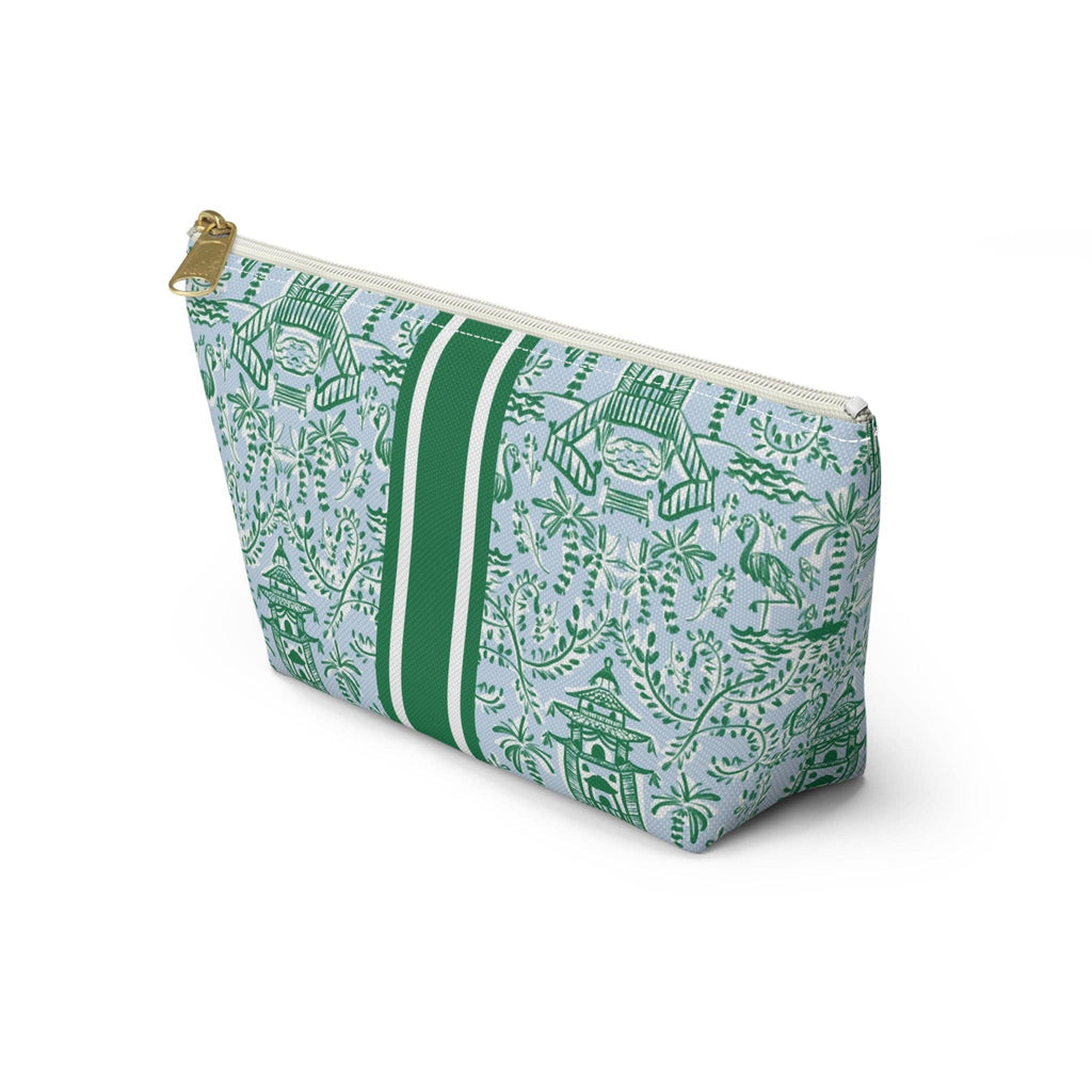 Britt Mills Chinoiserie Palms Mahjong Tile Pouch: White zipper / Large