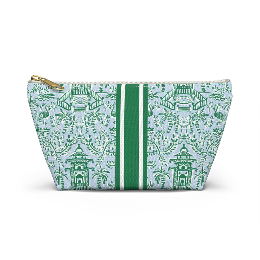 Britt Mills Chinoiserie Palms Mahjong Tile Pouch: White zipper / Large