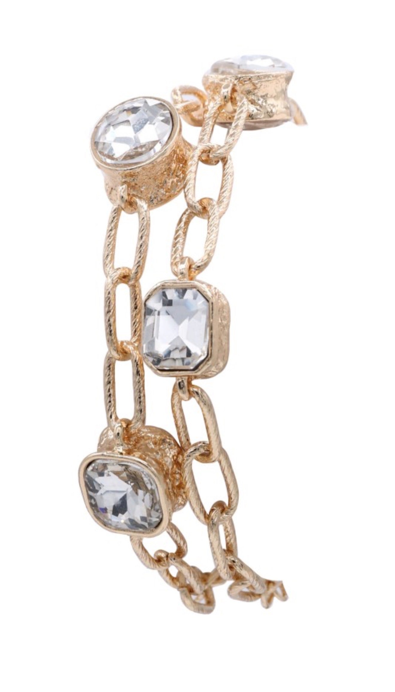 Double Glass Stone Layered Bracelet