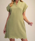 Scallop V-Neck Dress in Sage