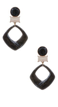 Bold Layered Geo Resin Earrings – Black