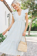 Gingham Print Floral Dress in Sage