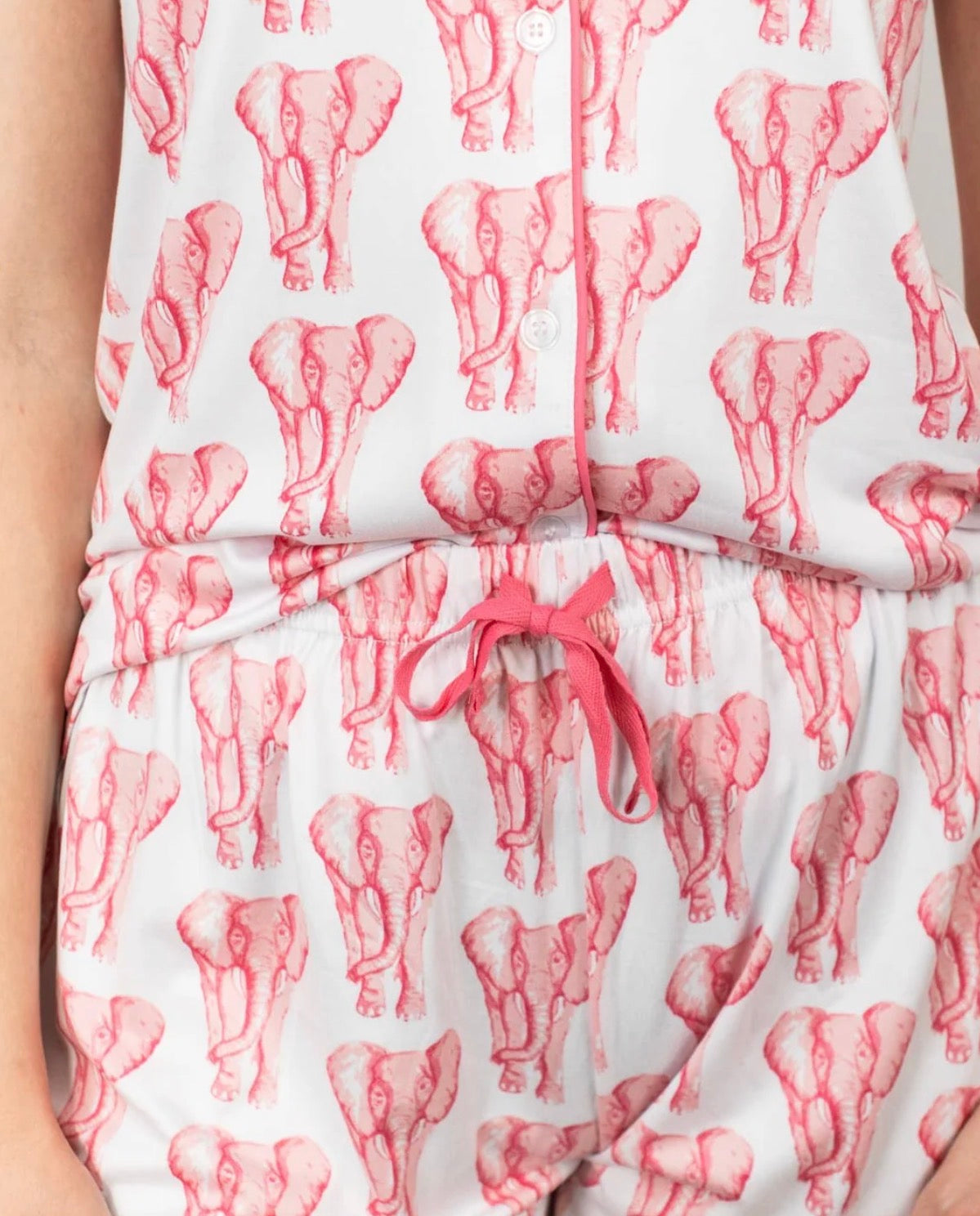 Elephant Stomp Sleep Pants in White & Pink