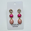 Pink Layered Triple Stone Drop Earrings