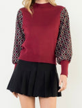 Geometric Jacquard Sleeve Sweater