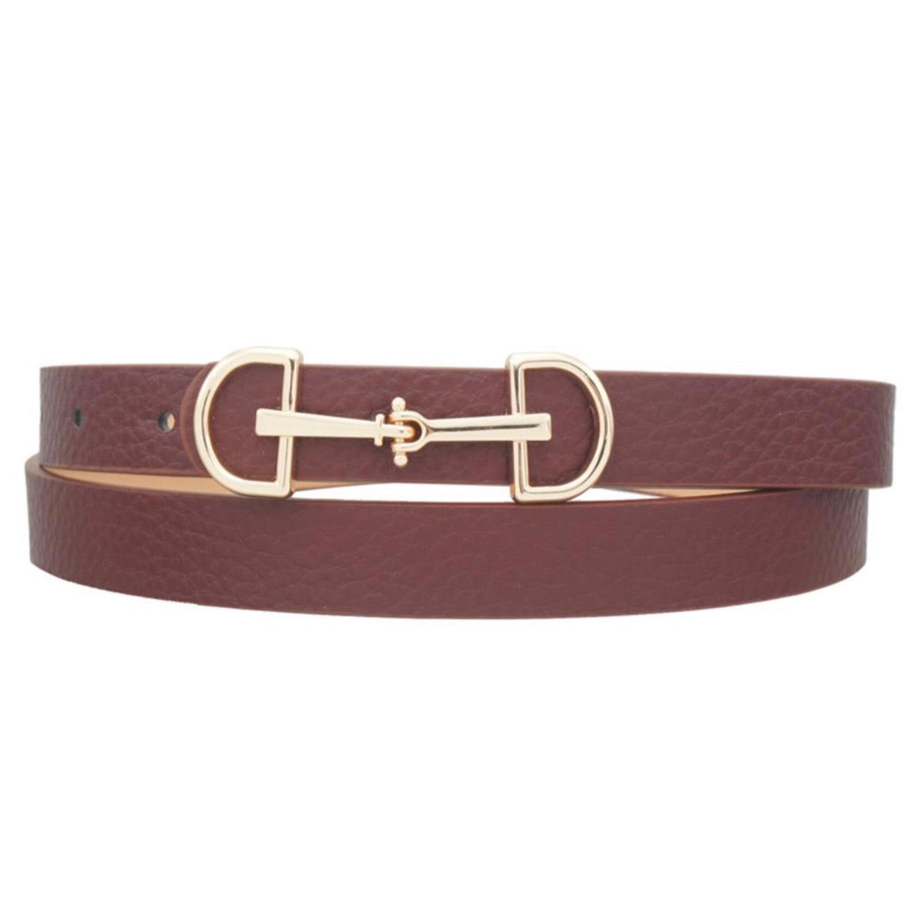 Lux D-Ring Horse Bit Buckle Belt in Burgundy