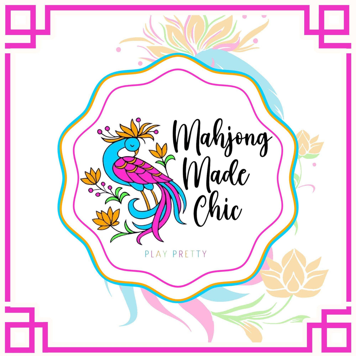 Birdie Blossom Pink & Turquoise Mahjong Tablecloth