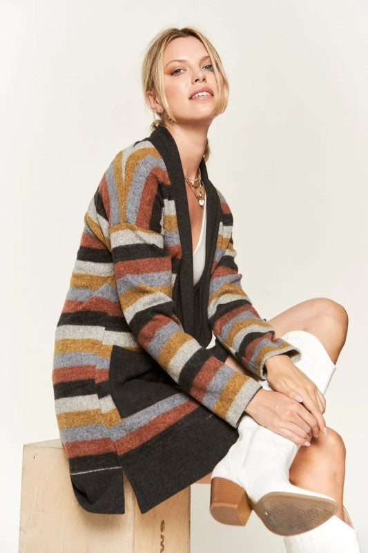 Autumn Stripe Longline Cardigan