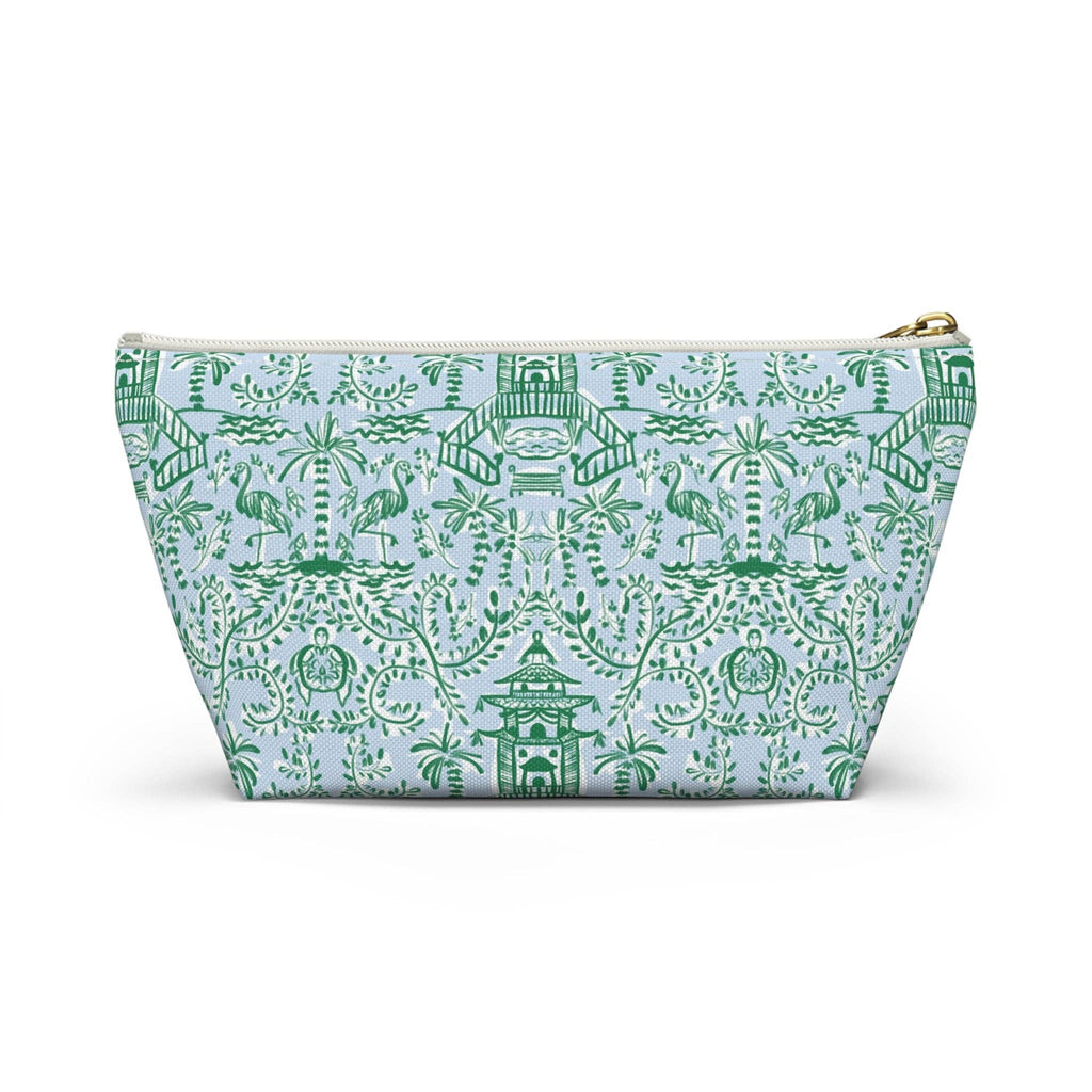 Britt Mills Chinoiserie Palms Mahjong Tile Pouch: White zipper / Large