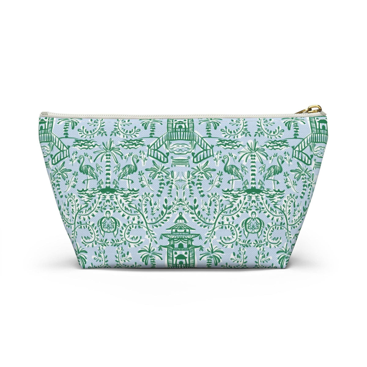 Britt Mills Chinoiserie Palms Mahjong Tile Pouch: White zipper / Large