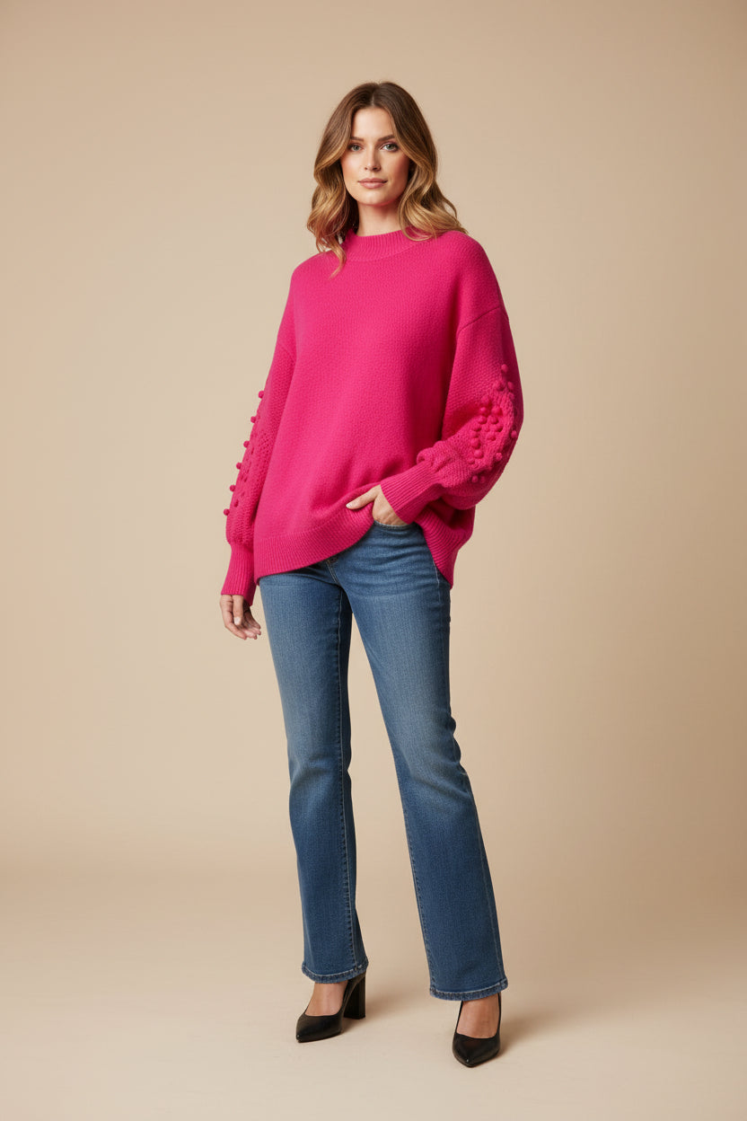 Textured Sleeve Sweater