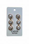 Dual Layer Pearl & Gold Drop Earrings