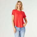 Coco Pleat Back Tee in Tango Red