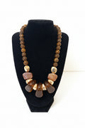Gold Dipped Marbled Chunky Statement Necklace – Brown