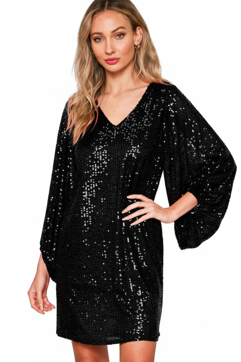 Black Sequin Mini Dress