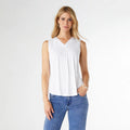 White Pleat Back V-Neck Tee