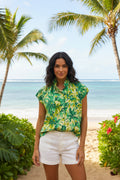 Green Multi Floral Print Top