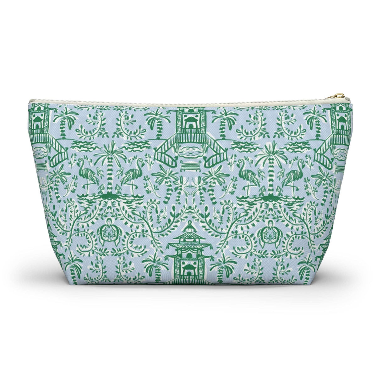 Britt Mills Chinoiserie Palms Mahjong Tile Pouch: White zipper / Large