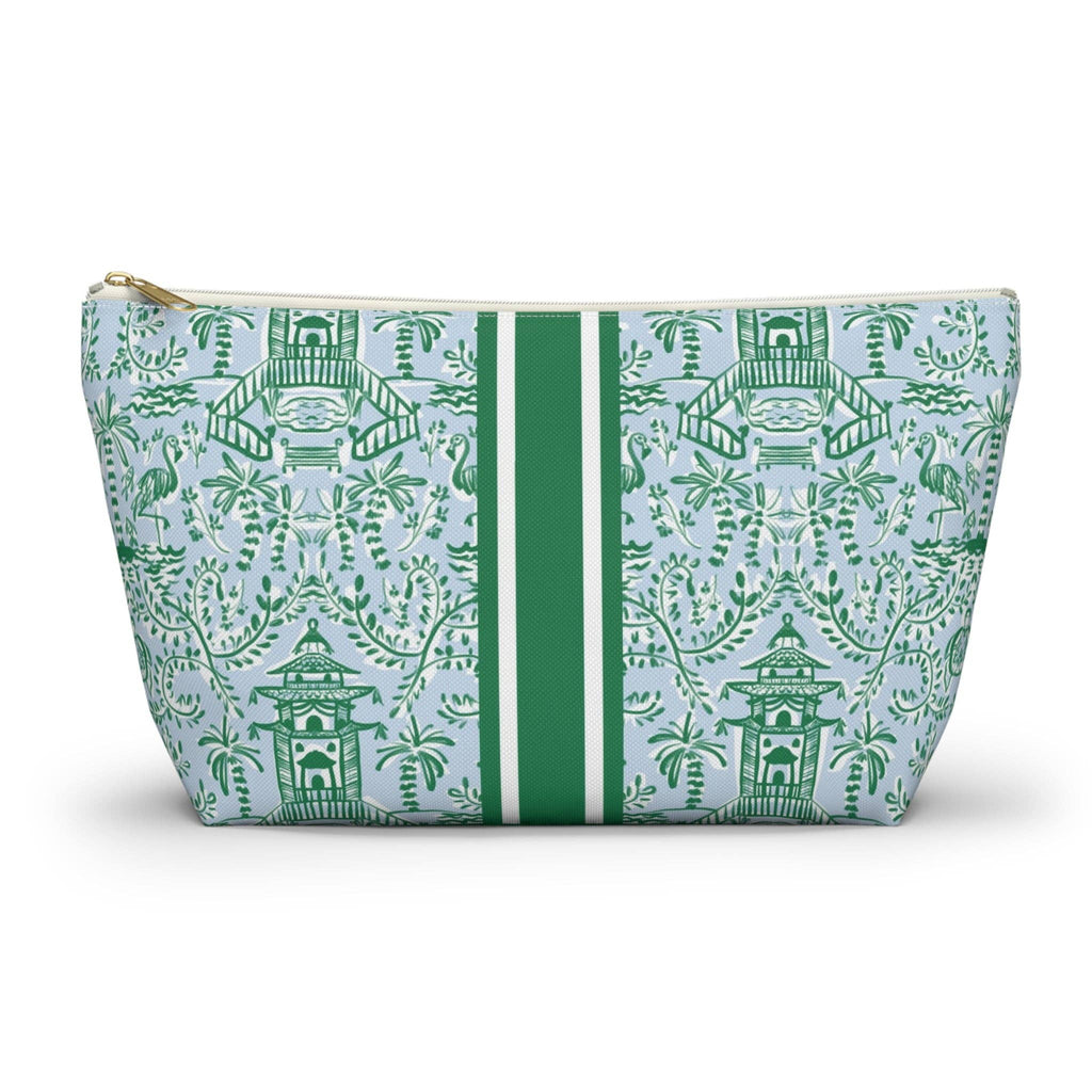 Britt Mills Chinoiserie Palms Mahjong Tile Pouch: White zipper / Large