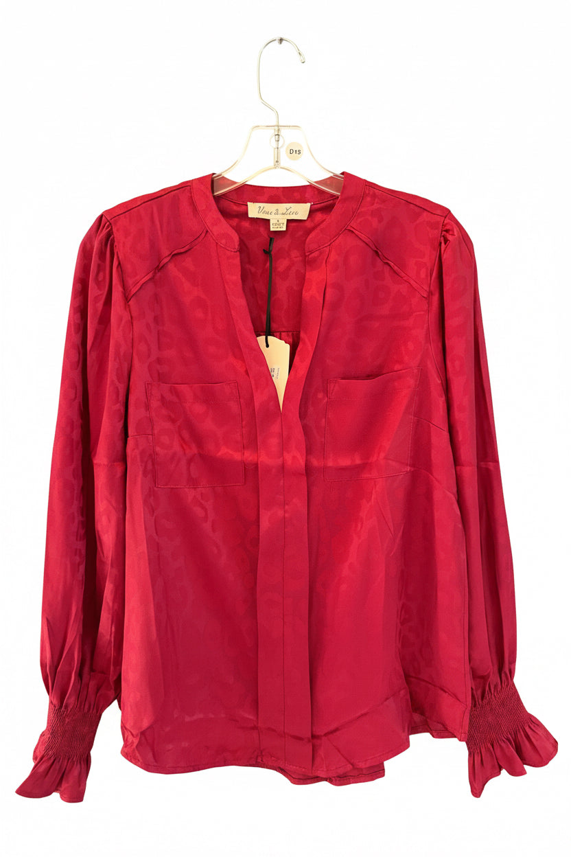 Animal Jacquard Satin Blouse