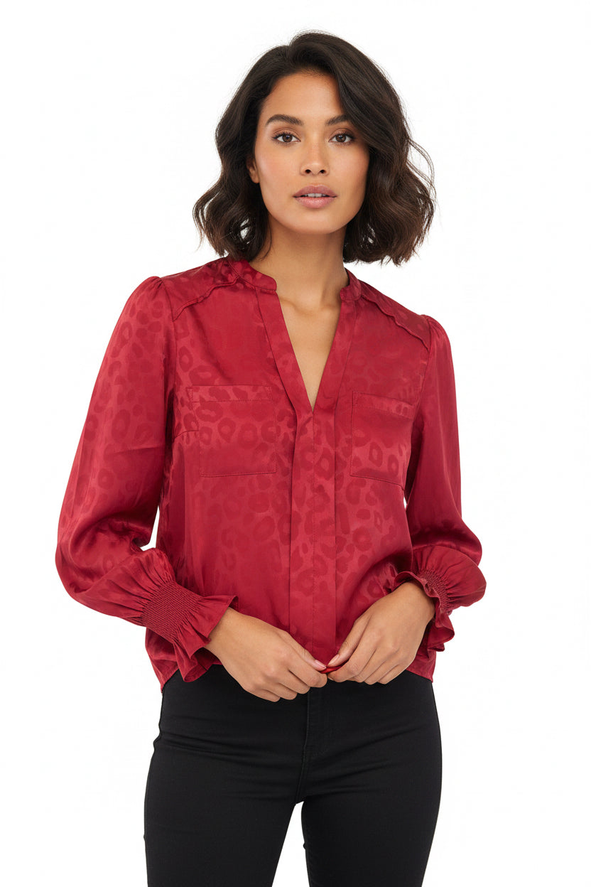 Animal Jacquard Satin Blouse