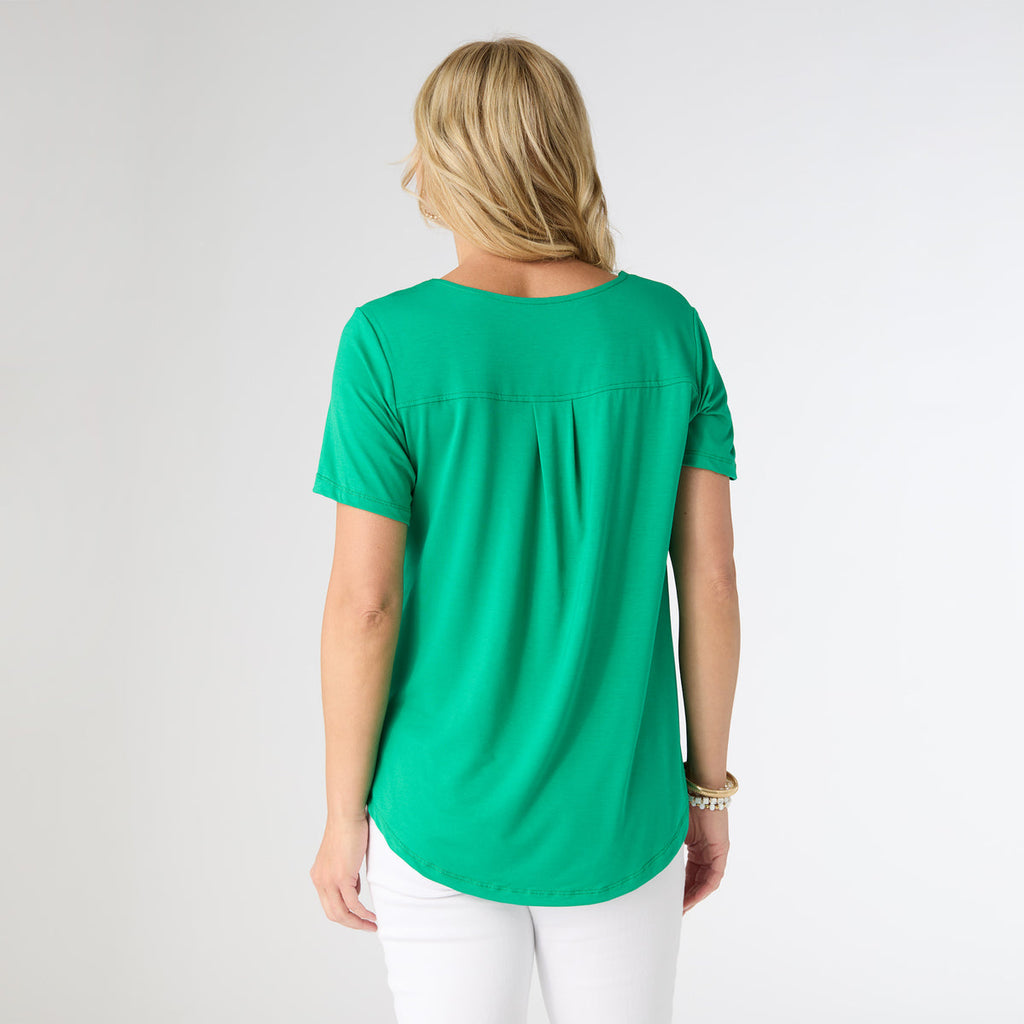 Coco Pleat Back Tee in Bright Green