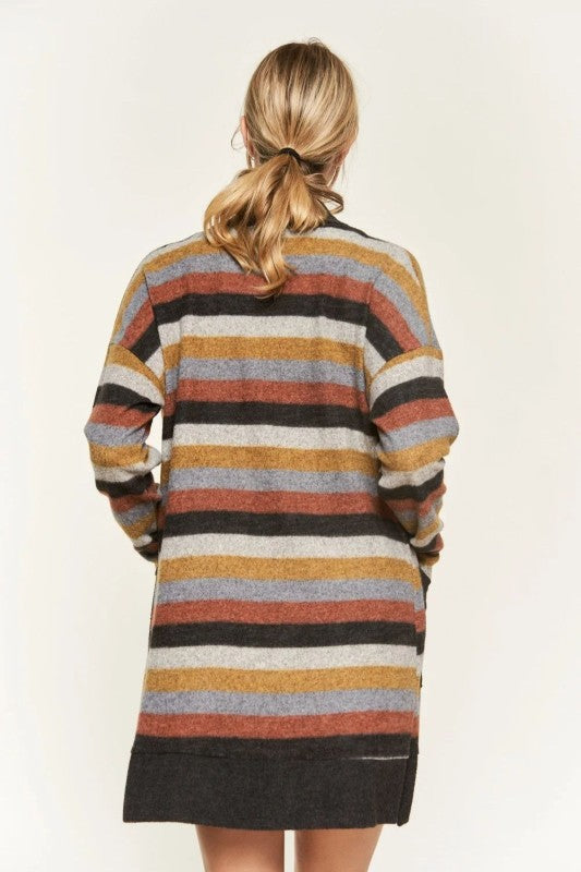 Autumn Stripe Longline Cardigan