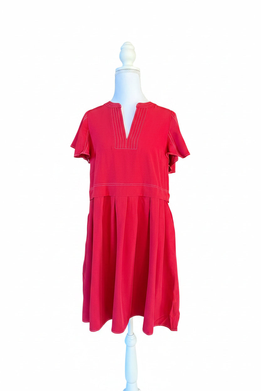 Chili Red Flutter Sleeve Mini Dress