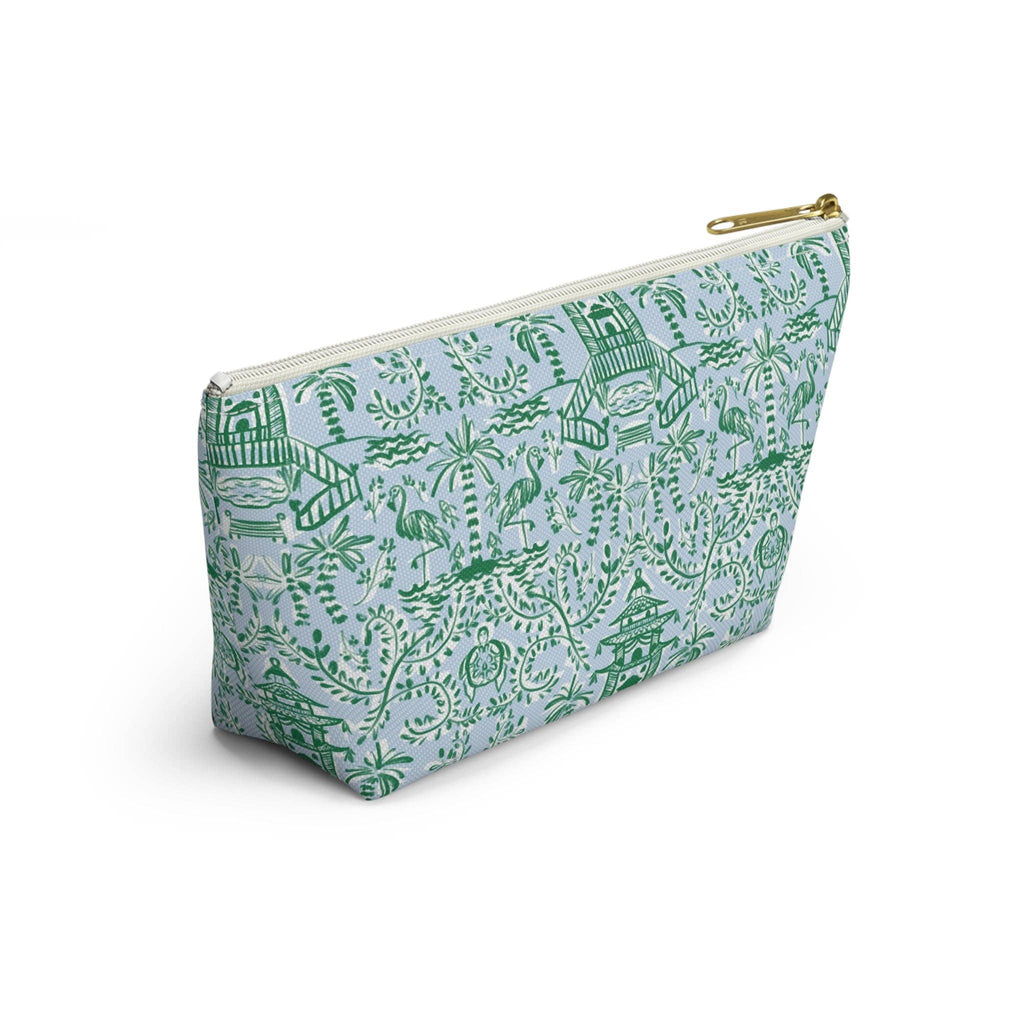 Britt Mills Chinoiserie Palms Mahjong Tile Pouch: White zipper / Large