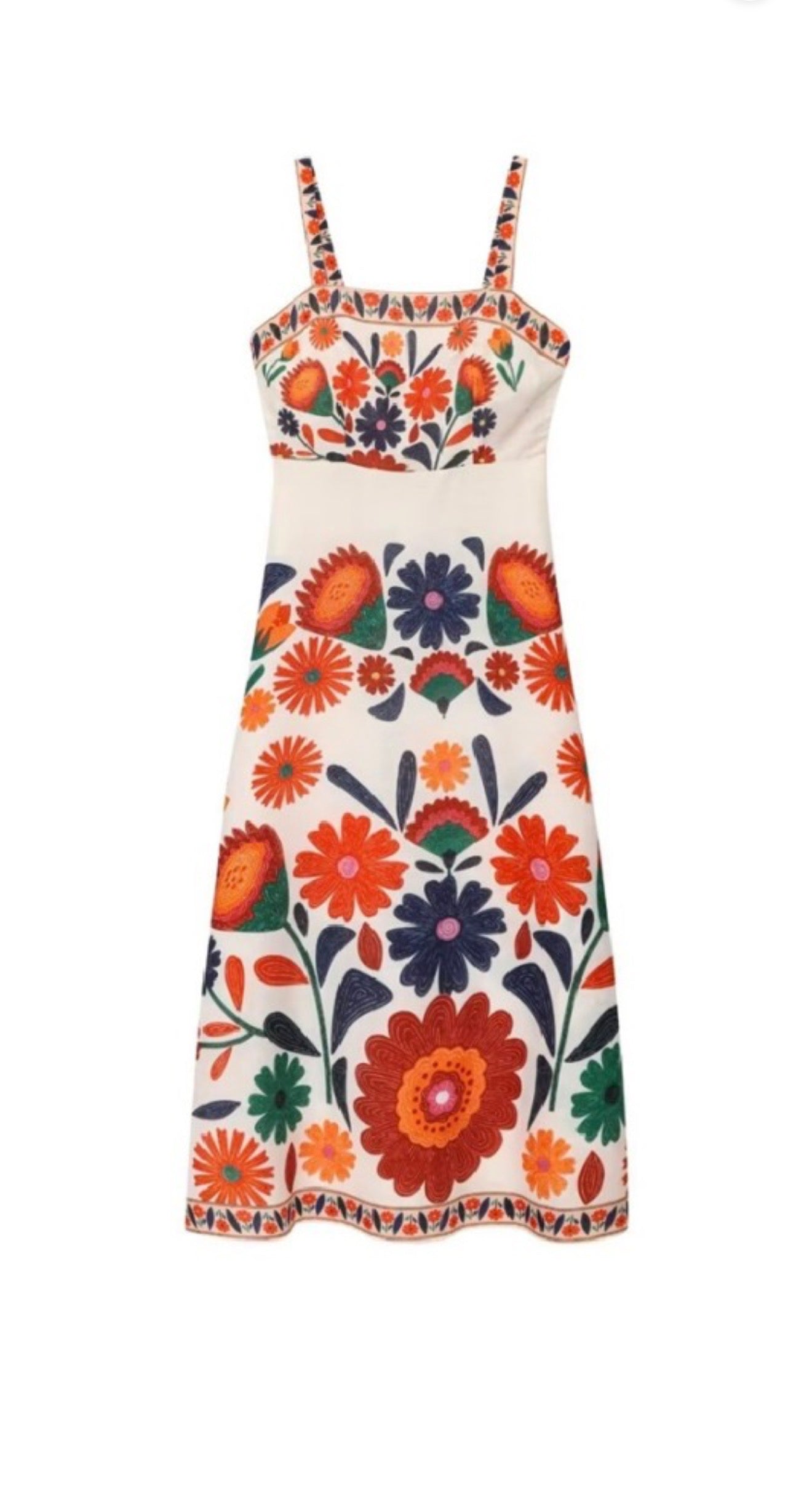 Multi Floral Print Midi Dress