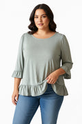 Olive Ruffle-Hem Babydoll Top