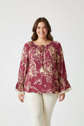 Floral Printed Top – Burgundy
