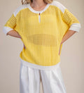 Keyhole Open-Stitch Sweater in Butter Yellow