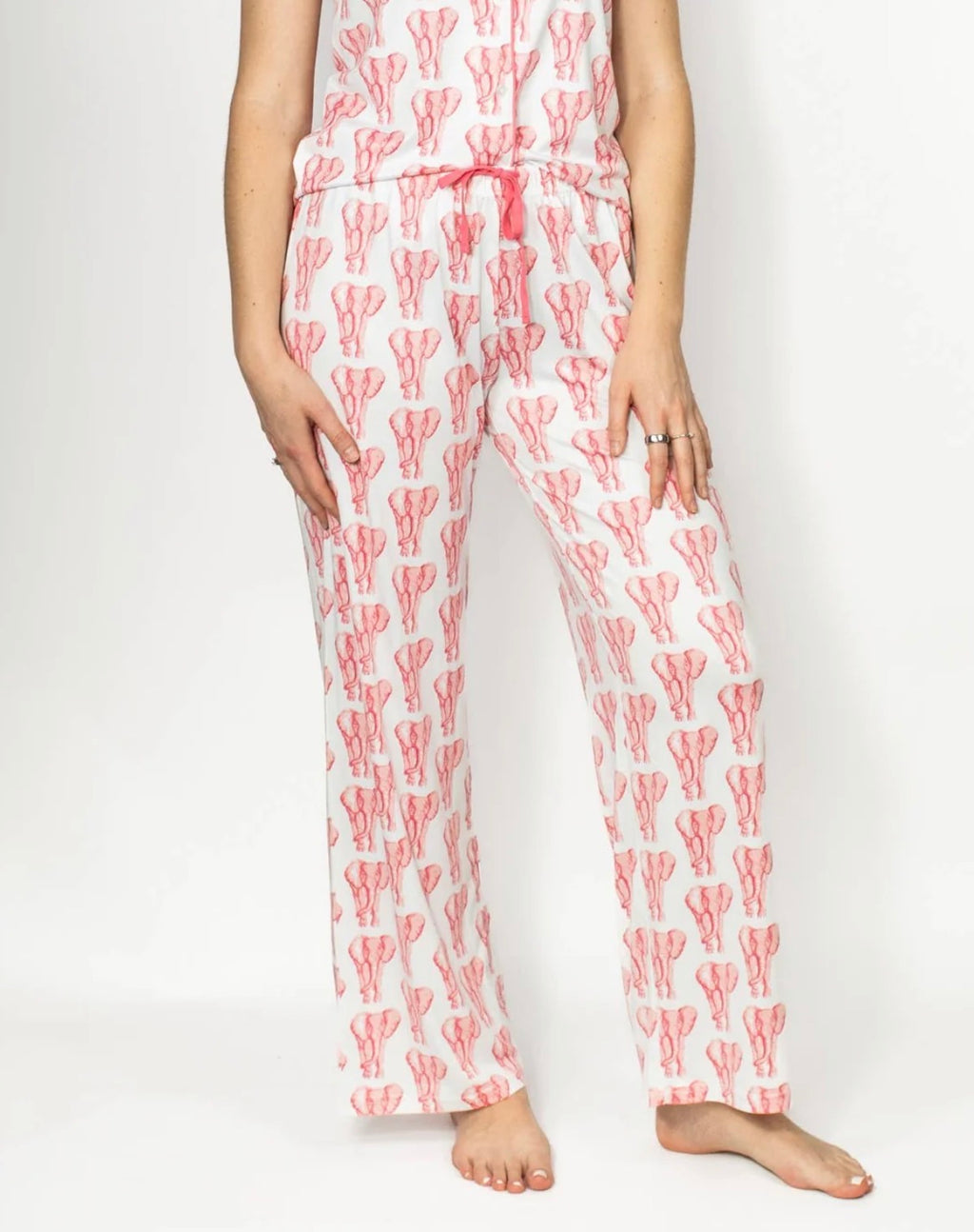 Elephant Stomp Sleep Pants in White & Pink
