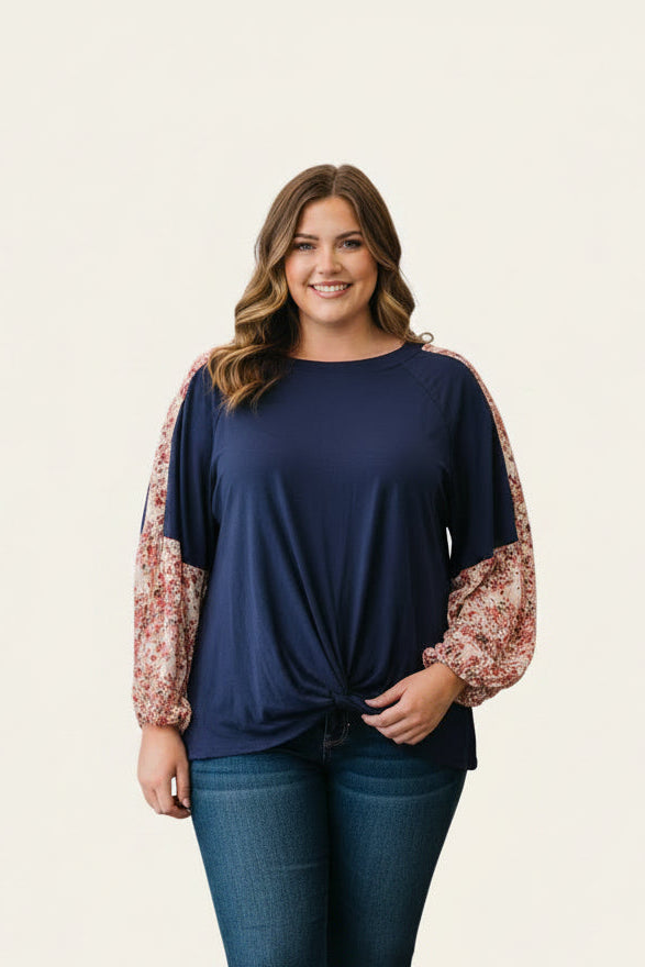 Blue Twist Front Top