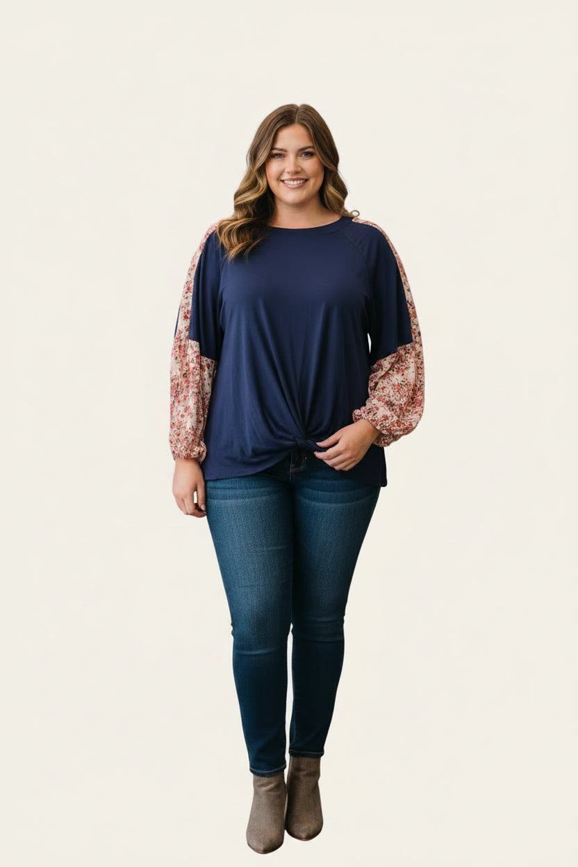 Blue Twist Front Top