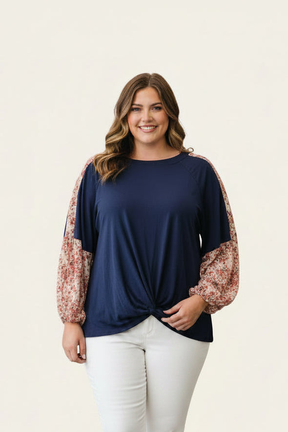 Blue Twist Front Top