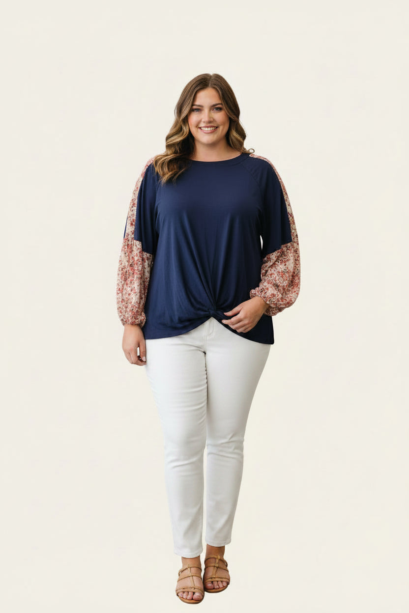 Blue Twist Front Top