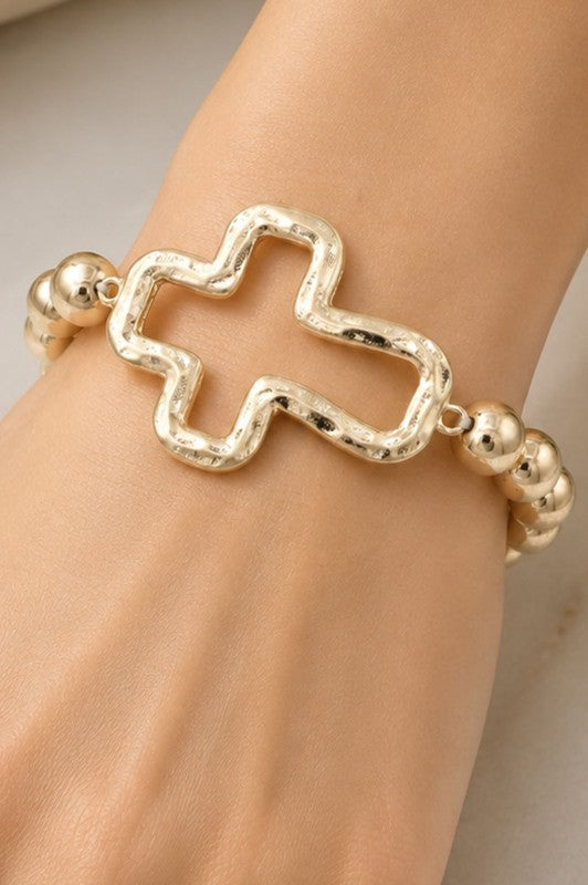 Gold Cross Bead Bracelet