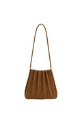 Camel Pleated Vegan Suede Shoulder Bag