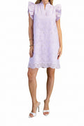 Lilac Eyelet V-Neck Mini Dress