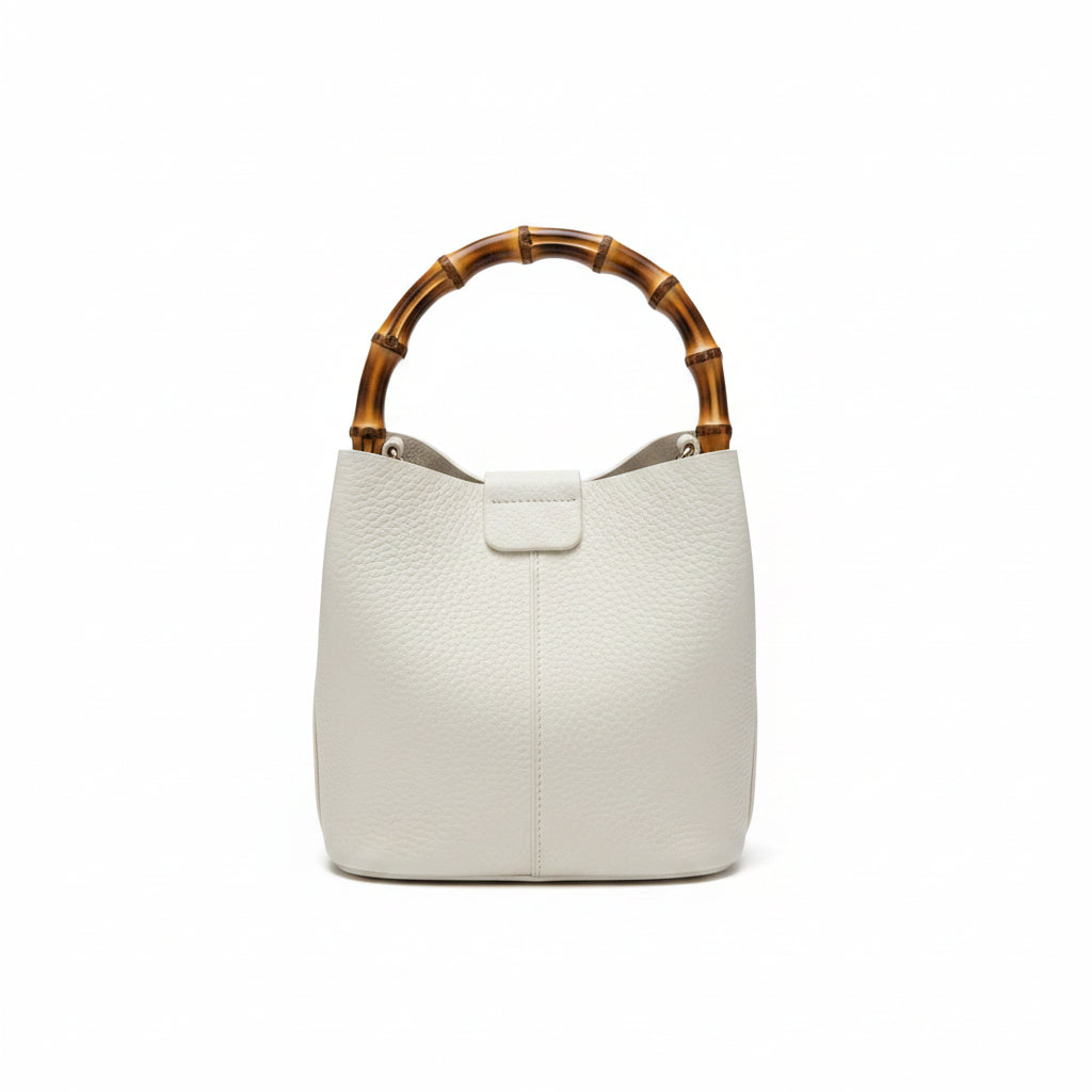 Bamboo Handle Purse – White