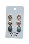 Pearl Layered Triple Stone Drop Earrings