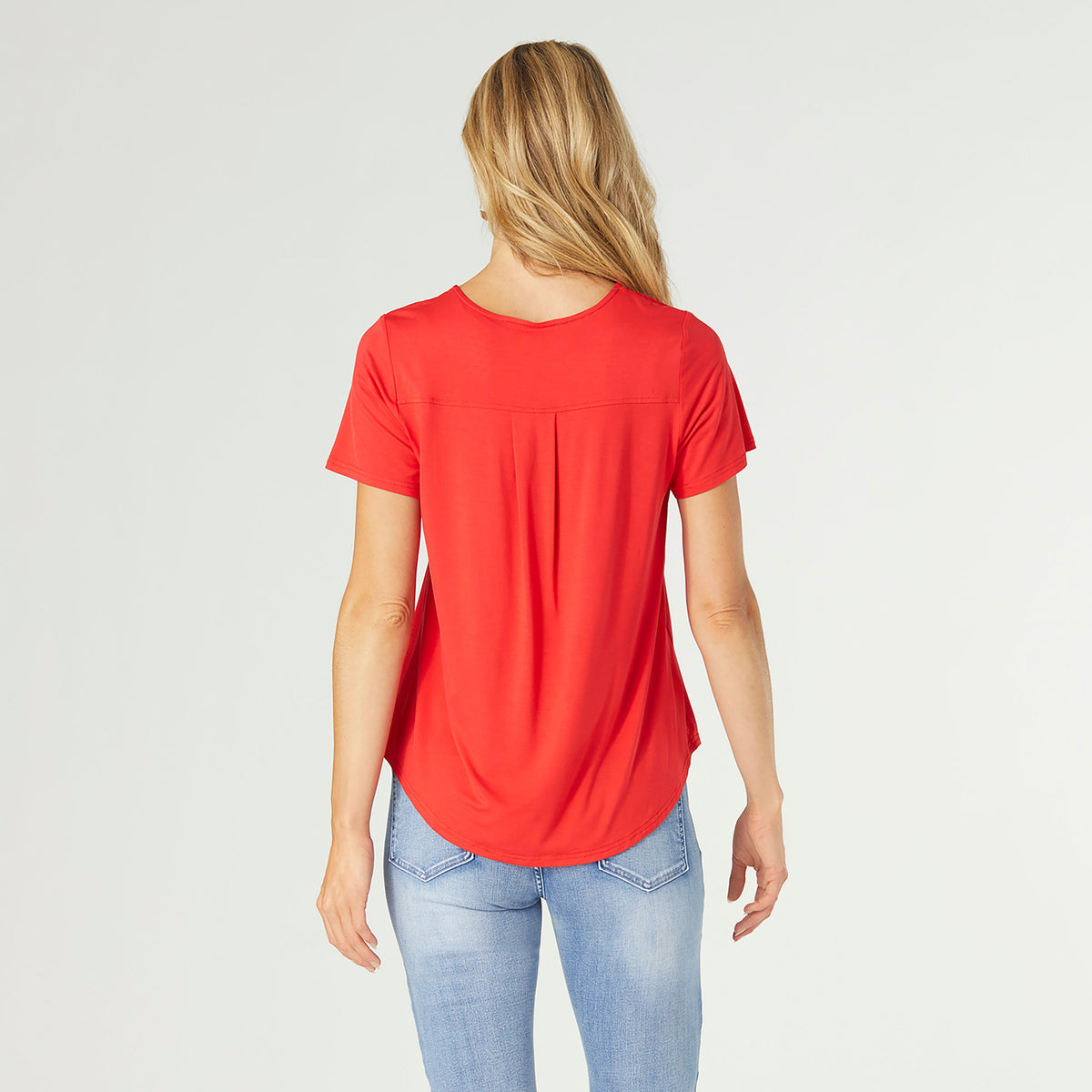 Coco Pleat Back Tee in Tango Red